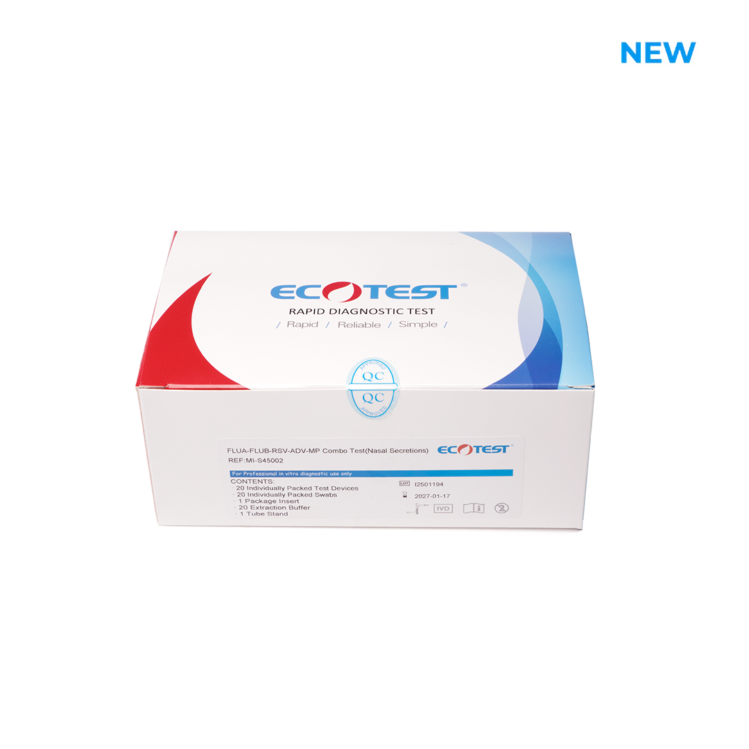 Ecotest 5in1 FLU A/B, RSV, ADV, MP Rapid Antigen Test - 20 Pack