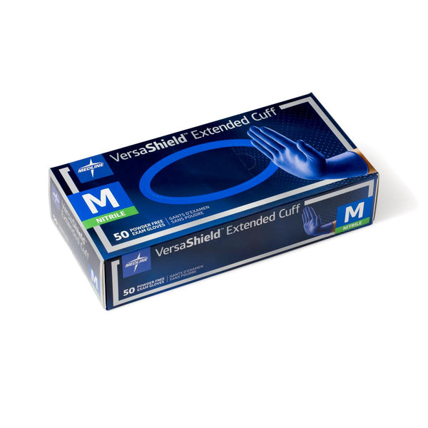 Medline VersaShield Extended Cuff Powder-Free Nitrile Exam Gloves