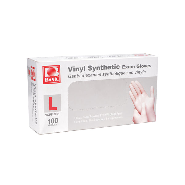Basic Brand Vinyl Synthetic Nitrile Powder-Free Examination Gloves (4mil) (Clear) (Medical)