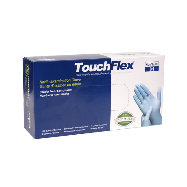 TouchFlex Nitrile Powder-Free Examination Gloves (4.5mil) (Blue) (Medical)