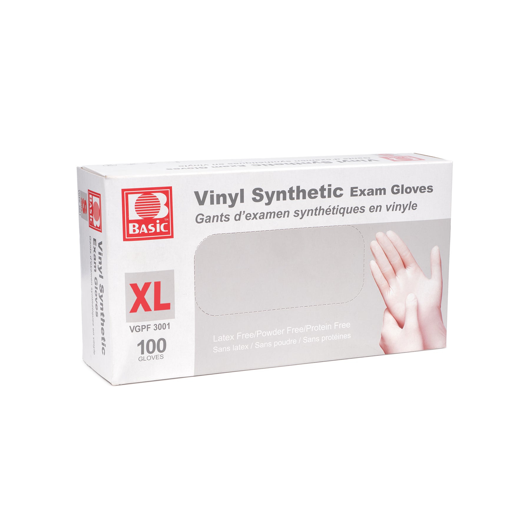 Basic Brand Medical Vinyl Synthetic Powder-Free Examination Gloves (4mil) (Clear)